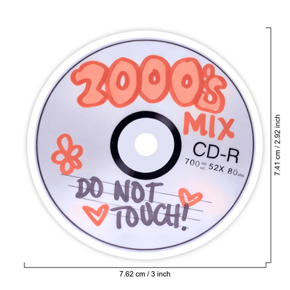 Y2K Retro CD Decor Sticker, Handwritten 2000s Mix Fun Floral Heart Design Self-Adhesive Decal, Ornament For Water Bottle Laptop Notebook Car Luggage Women Gift Accessories