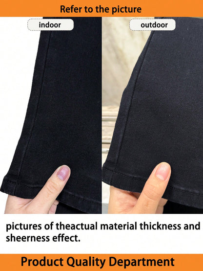 Y2K Style Women's Dark Khaki Flare Leg Pants, Solid Color High Waist Elastic Slim Fit, Elegant Casual Street Style Black