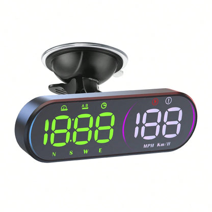 YNF GPS HUD Head-Up Display Car Speedometer, 4.5 Inch Smart Digital Speed Display, KMH/MPH Switchable, Windshield Projection, Driving Direction, Time, Trip Distance, Overspeed Alarm, Multi-Color Displ