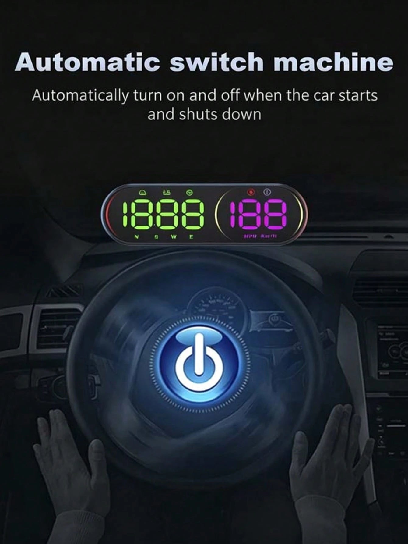 YNF GPS HUD Head-Up Display Car Speedometer, 4.5 Inch Smart Digital Speed Display, KMH/MPH Switchable, Windshield Projection, Driving Direction, Time, Trip Distance, Overspeed Alarm, Multi-Color Displ