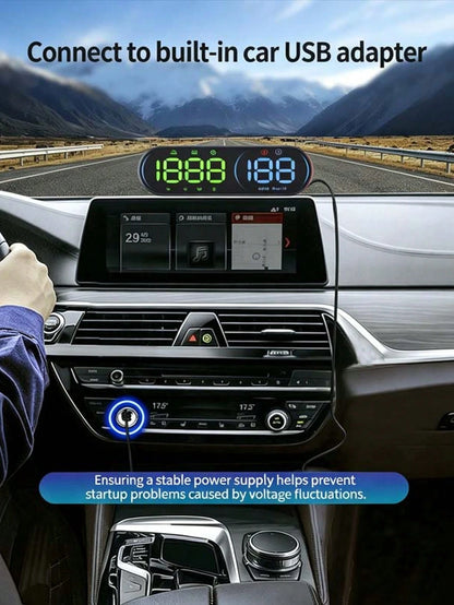 YNF GPS HUD Head-Up Display Car Speedometer, 4.5 Inch Smart Digital Speed Display, KMH/MPH Switchable, Windshield Projection, Driving Direction, Time, Trip Distance, Overspeed Alarm, Multi-Color Displ