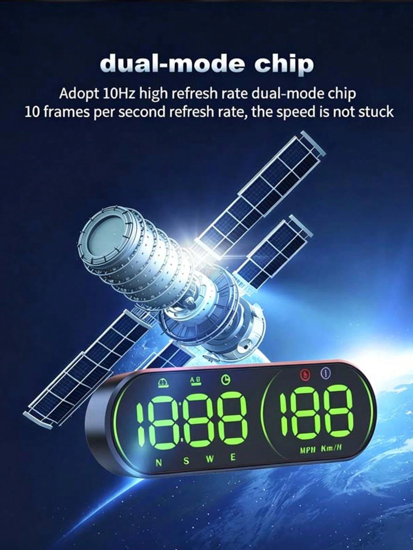 YNF GPS HUD Head-Up Display Car Speedometer, 4.5 Inch Smart Digital Speed Display, KMH/MPH Switchable, Windshield Projection, Driving Direction, Time, Trip Distance, Overspeed Alarm, Multi-Color Displ