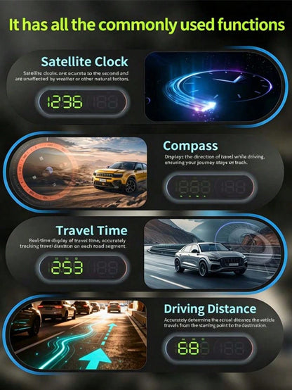 YNF GPS HUD Head-Up Display Car Speedometer, 4.5 Inch Smart Digital Speed Display, KMH/MPH Switchable, Windshield Projection, Driving Direction, Time, Trip Distance, Overspeed Alarm, Multi-Color Displ