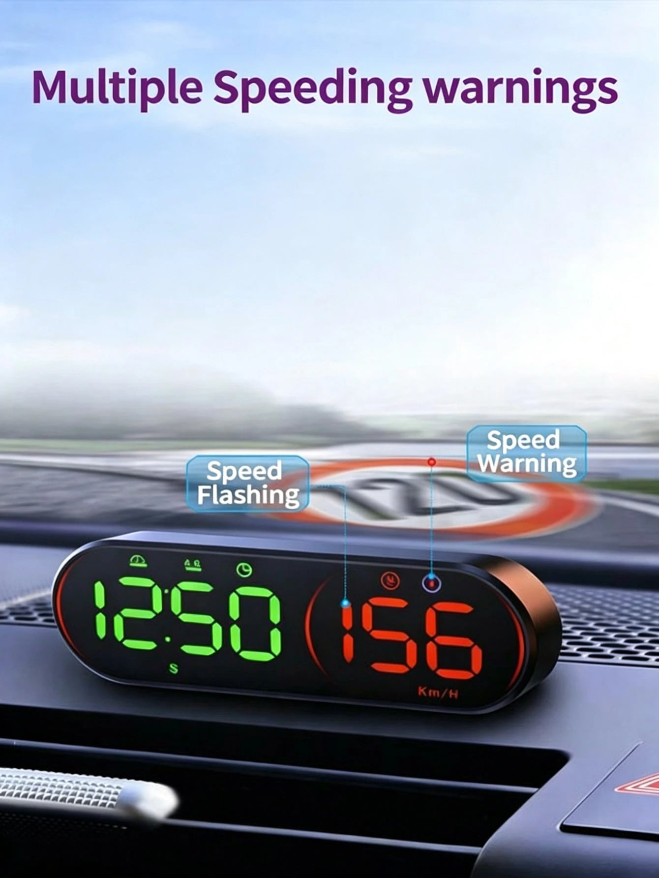 YNF GPS HUD Head-Up Display Car Speedometer, 4.5 Inch Smart Digital Speed Display, KMH/MPH Switchable, Windshield Projection, Driving Direction, Time, Trip Distance, Overspeed Alarm, Multi-Color Displ