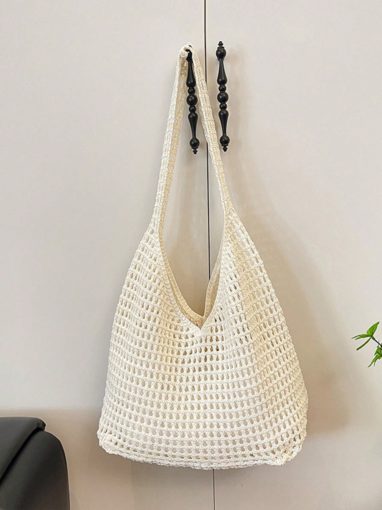Yogodlns Women's Aesthetic Crochet Beach Shopper Tote Knitted Net Underarm Bag For Summer Versatile Shoulder Bag Women's Shoulder Bags Casual,Straw Bag
