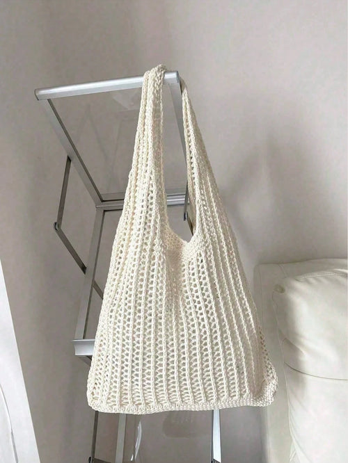 Yogodlns Women's Fashion Crochet Hollow Shoulder Underarm Bag, Summer Beach Tote Bag, Bohemian Style Handbag