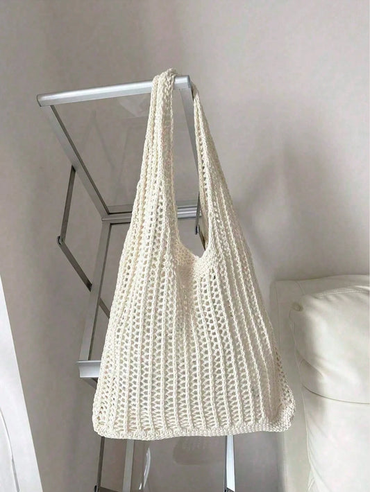 Yogodlns Women's Fashion Crochet Hollow Shoulder Underarm Bag, Summer Beach Tote Bag, Bohemian Style Handbag