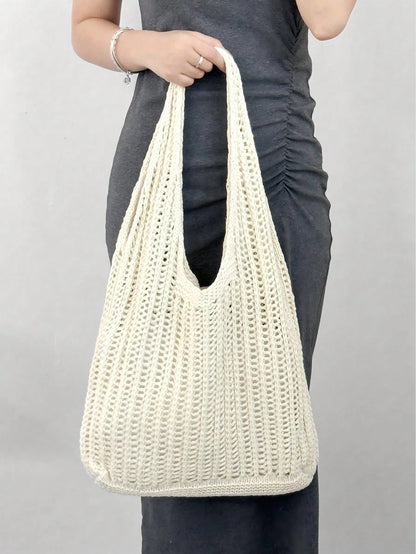 Yogodlns Women's Fashion Crochet Hollow Shoulder Underarm Bag, Summer Beach Tote Bag, Bohemian Style Handbag