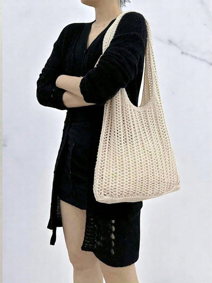 Yogodlns Women's Fashion Crochet Hollow Shoulder Underarm Bag, Summer Beach Tote Bag, Bohemian Style Handbag
