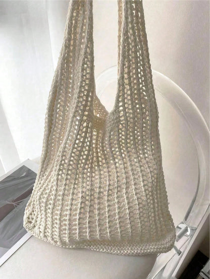 Yogodlns Women's Fashion Crochet Hollow Shoulder Underarm Bag, Summer Beach Tote Bag, Bohemian Style Handbag