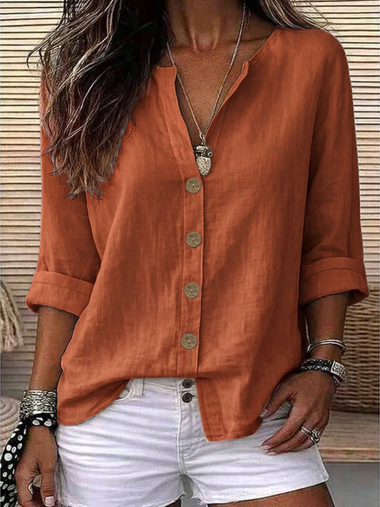 Zayélia Lady's Smooth-Woven Elegant And Simple Casual Summer Blouse, Work Shirt