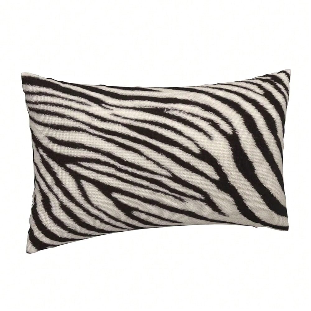 Zebra Print Striped Lumbar Pillows Covers 12x20 Black White Print Modern Decor Pillow Cases Sets Of 2 Zebra Stripe Throw Pillow Covers Animal Skin Texture Outdoor Pillowcases For Couch Sofa