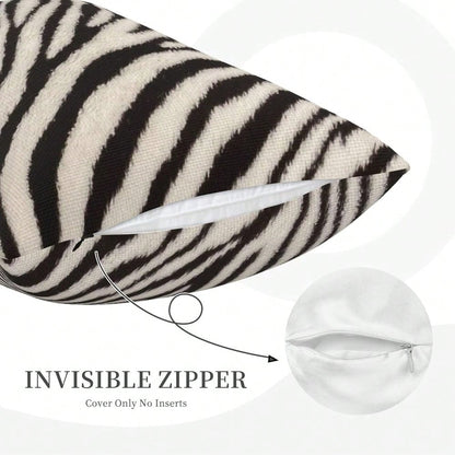 Zebra Print Striped Lumbar Pillows Covers 12x20 Black White Print Modern Decor Pillow Cases Sets Of 2 Zebra Stripe Throw Pillow Covers Animal Skin Texture Outdoor Pillowcases For Couch Sofa