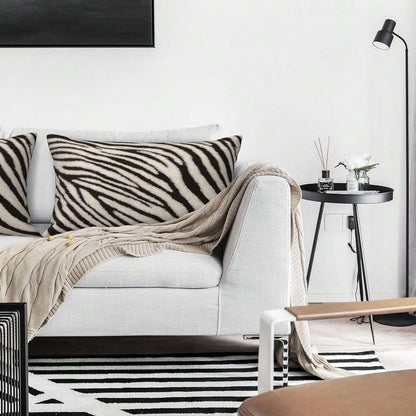 Zebra Print Striped Lumbar Pillows Covers 12x20 Black White Print Modern Decor Pillow Cases Sets Of 2 Zebra Stripe Throw Pillow Covers Animal Skin Texture Outdoor Pillowcases For Couch Sofa