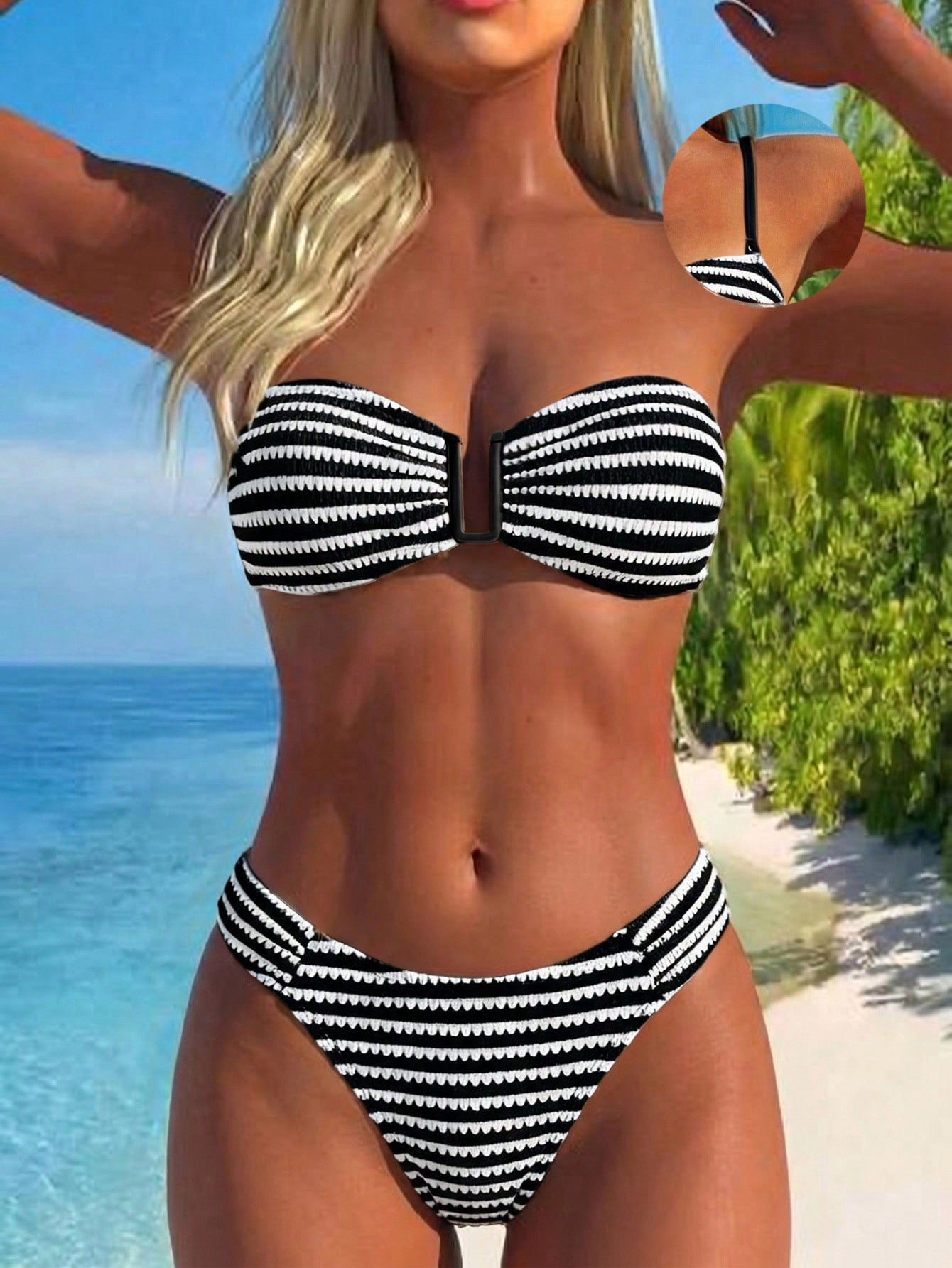 Zestiva 1pc Women's Sexy Leopard Print Side Tie Drawstring Square Neck One-Piece Swimsuit, Casual For Spring Summer Beach Party