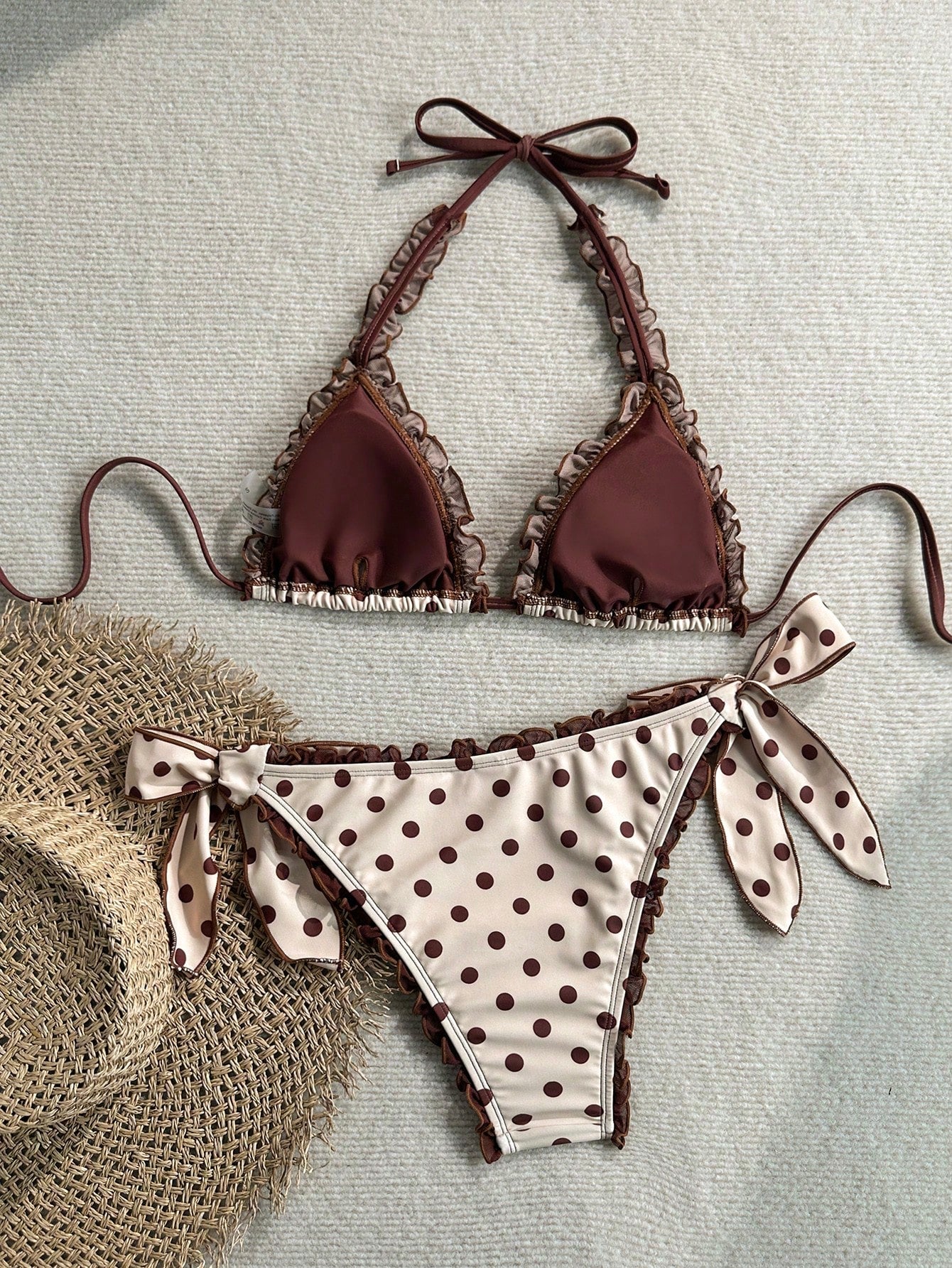 Zestiva 1pc Women's Sexy Leopard Print Side Tie Drawstring Square Neck One-Piece Swimsuit, Casual For Spring Summer Beach Party