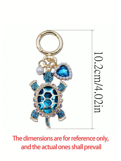Zinc Alloy Turtle Pendant Keychain With Pearl And Heart Design, Suitable For Valentine's Day, Keychains For Woman, Beach Lovers, Travel, Portable