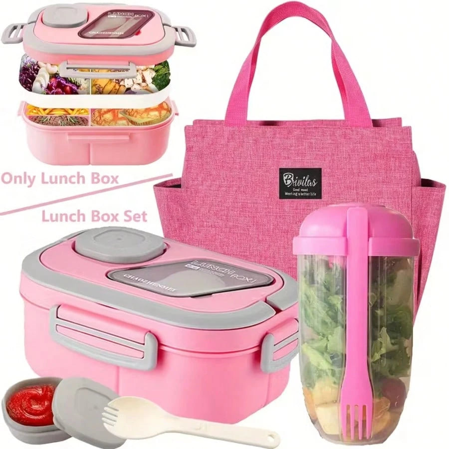ZTVZTV Double-Layer Multi-Compartment Lunchbox Set/Single Lunchbox. Includes Lunchbox, Cup, And Lunch Bag, Suitable For School, Office, And Outdoor Picnics.| Food Storage Containers| Kitchen Accesso