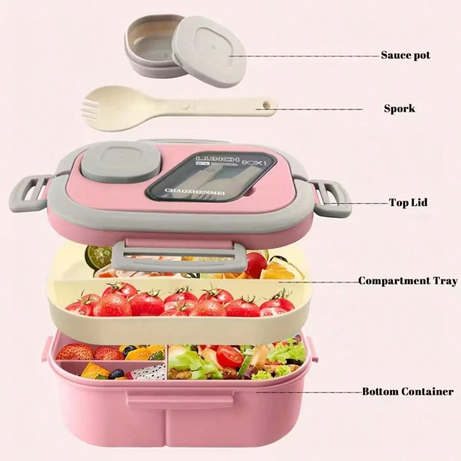 ZTVZTV Double-Layer Multi-Compartment Lunchbox Set/Single Lunchbox. Includes Lunchbox, Cup, And Lunch Bag, Suitable For School, Office, And Outdoor Picnics.| Food Storage Containers| Kitchen Accesso