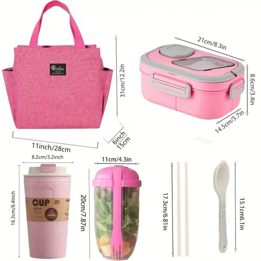 ZTVZTV Double-Layer Multi-Compartment Lunchbox Set/Single Lunchbox. Includes Lunchbox, Cup, And Lunch Bag, Suitable For School, Office, And Outdoor Picnics.| Food Storage Containers| Kitchen Accesso